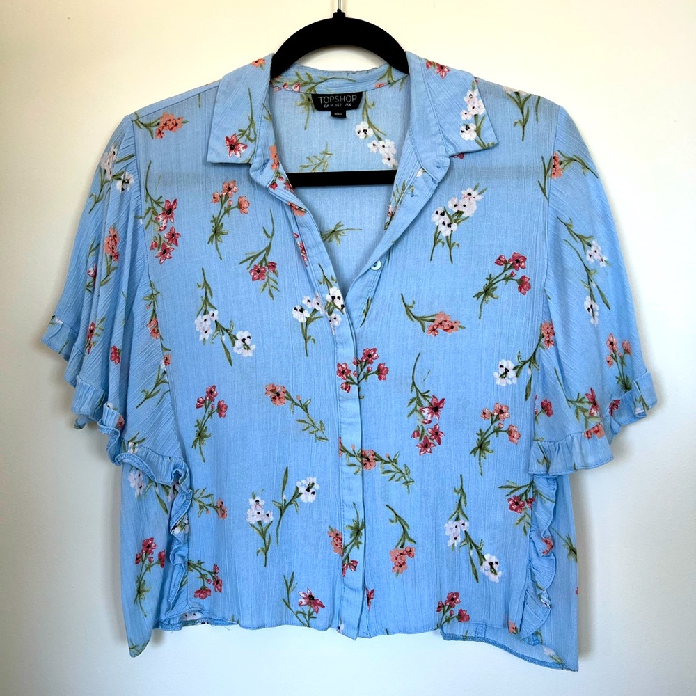 Topshop crop button up
